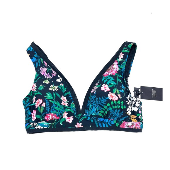 Tommy Hilfiger Navy Floral Bikini Swim Top Medium - Picture 2 of 6
